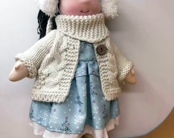 12 inch Rag Girl Doll in Gift Box , Waldorf Style Textile Doll, Personalised Baby Doll, Clothes Outfit Dolls, Custom Play Doll for Children