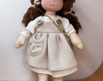Muñeca Rag Girl de 12 pulgadas, muñeca estilo Waldorf, muñeca de ropa personalizada, muñeca de juego textil para niños, muñeca personalizada en caja de regalo