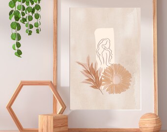 Cottagecore Print, Botanical Pressed Flower Wall Art, Minimalistic Home Decor