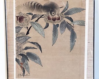 栗とリス 徳力富吉郎 木版画 - Etsy 日本