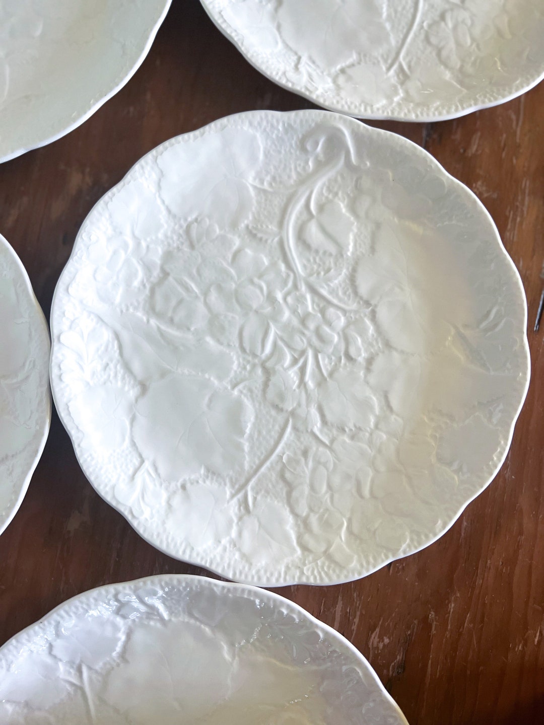 Vintage Set of 7 Nasco Fascination White Botanical Dinner Plates - Etsy