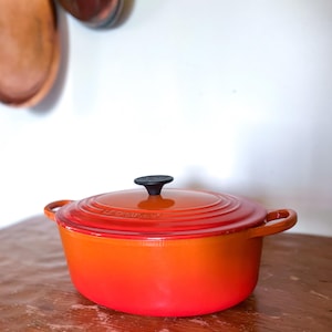 Vintage #29 5qt Le Creuset Made in France Flame Cast Iron Enamel Dutch Oven