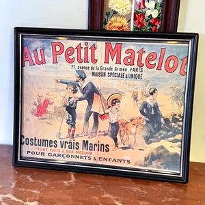 Reproducción francesa vintage de póster "Au Petit Matelot", ropa infantil, ropa marinera