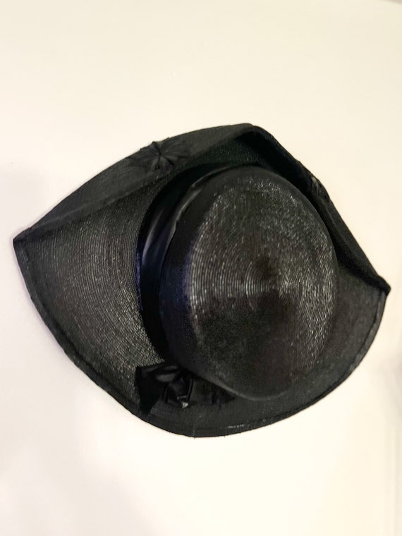 Antique Edwardian Black Delicate Woven Hat - image 1