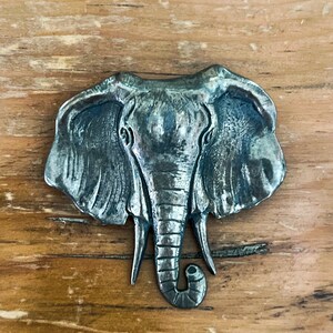 Vintage Sterling Silver Realistic Elephant Head Brooch