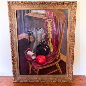 Vintage MidCentury Still Life Oil Painting in The Kitchen
