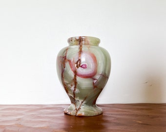 Vase vintage en onyx massif, vert Mid-Century
