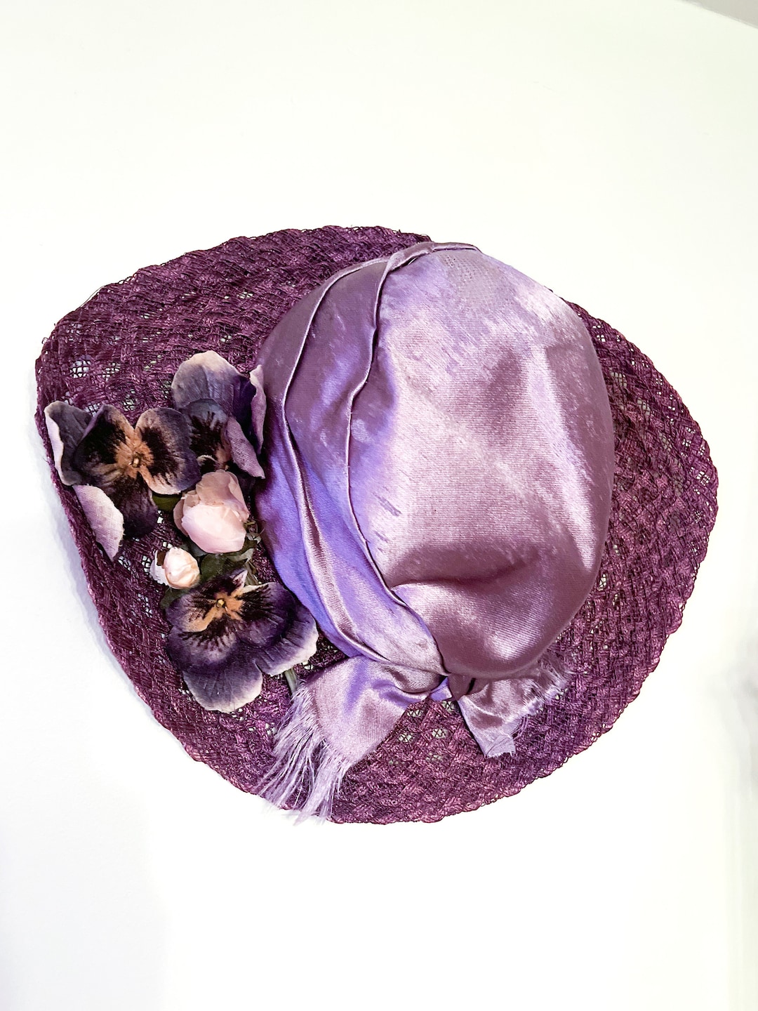 Antique Edwardian Purple Silk Woven Hat W/velvet Pansy’s - Etsy