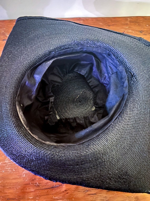Antique Edwardian Black Delicate Woven Hat - image 10