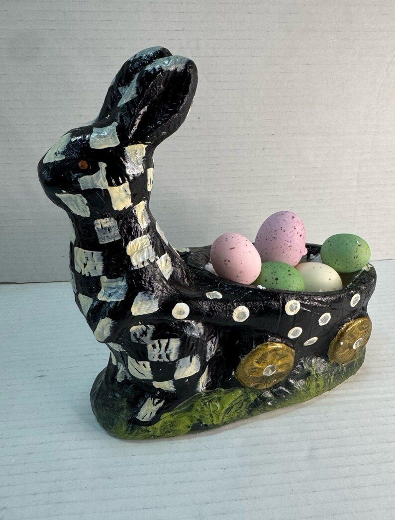 MacKenzie-Childs Style Handmade Hand-painted Courtly Check Easter Rabbit Bunny zdjęcie 1