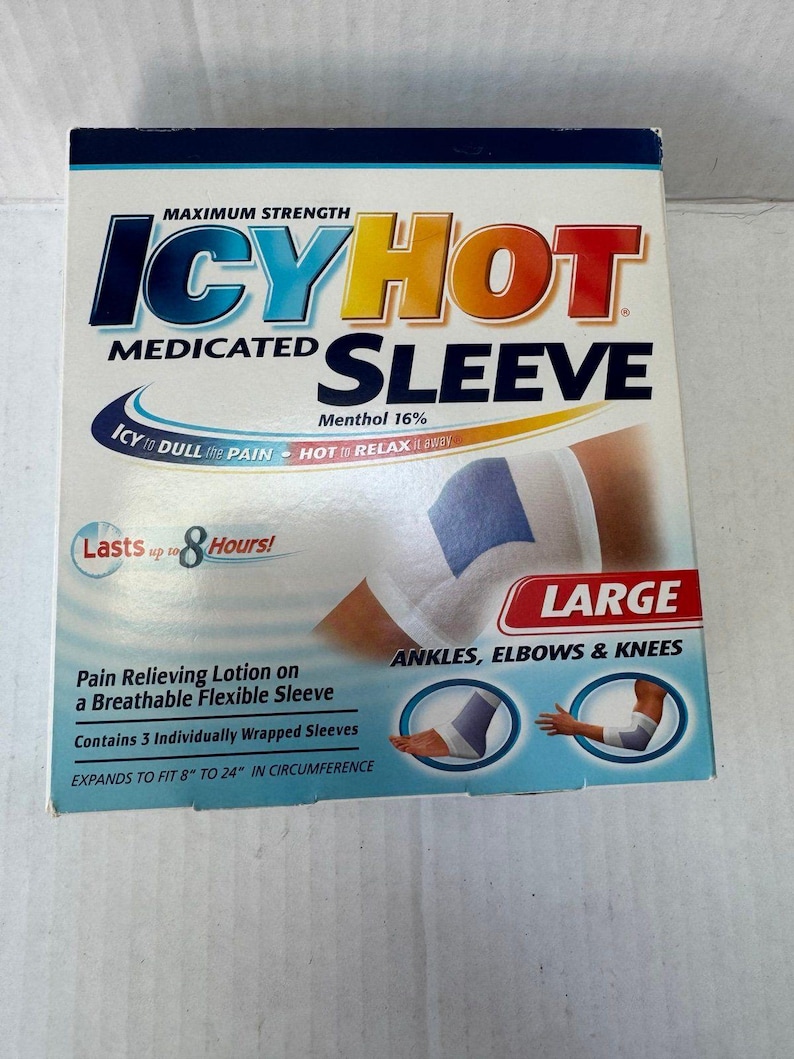 Vintage Icy Hot 2006 Maximum Strength Medicated Knee, Ankle, Elbow Sleeve Large 3 Count image 1