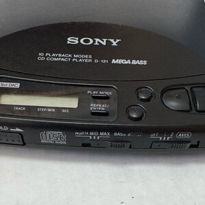Vintage Sony Discman D-121 CD Player Mega Bass w/ Polo Jeans Case Bag & Headphones image 5