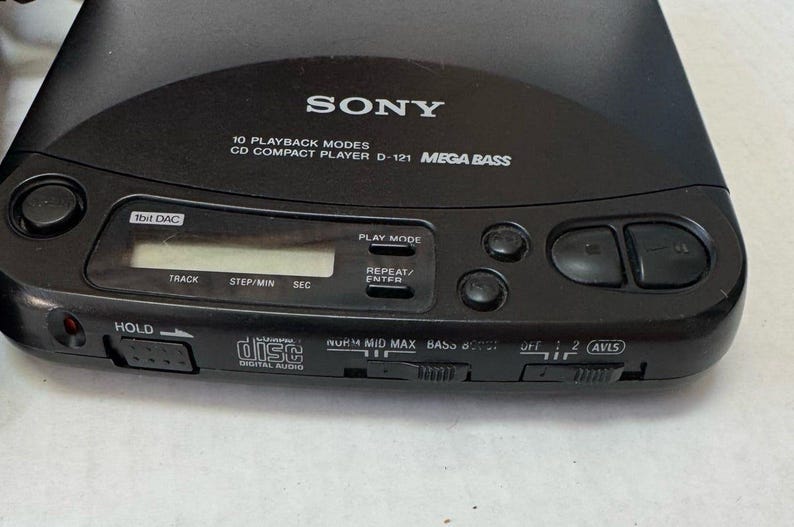 Vintage Sony Discman D-121 CD Player Mega Bass w/ Polo Jeans Case Bag & Headphones image 5