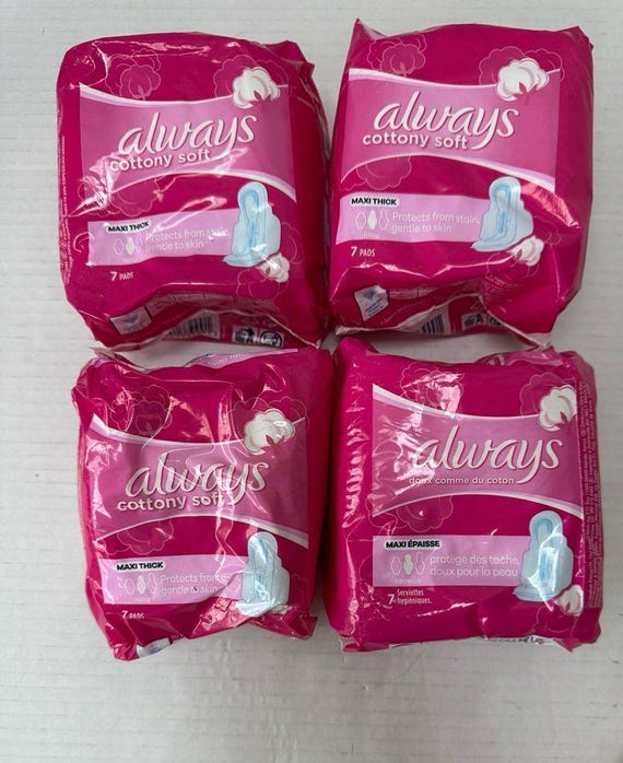 4 Pack Always Cottony Soft Maxi Thick Extra Long Pads with Wings - 7 Pads