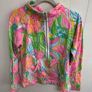 Lilly Pulitzer Skipper Popover Size Medium So A Peeling Jacket Quarter Zip Sweater