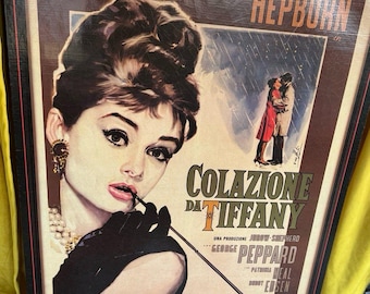 BREAKFAST AT TIFFANYS Audrey Hepburn Movie Poster Wall Decor Wrapper Wood Canvas