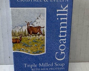 Vintage Vtg NEW CRABTREE & EVELYN Goatmilk Goat Milk Soap 1 Boxed Bar 3.5 oz Triple Milled Soap with Milke Proteins