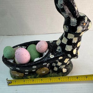 MacKenzie-Childs Style Handmade Hand-painted Courtly Check Easter Rabbit Bunny zdjęcie 5