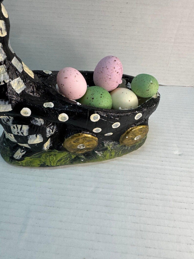 MacKenzie-Childs Style Handmade Hand-painted Courtly Check Easter Rabbit Bunny zdjęcie 2