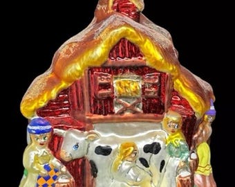 VTG Vintage Christopher Radko 8 Maids A'Milking Glass Christmas Ornament 2000 Limited Collectible