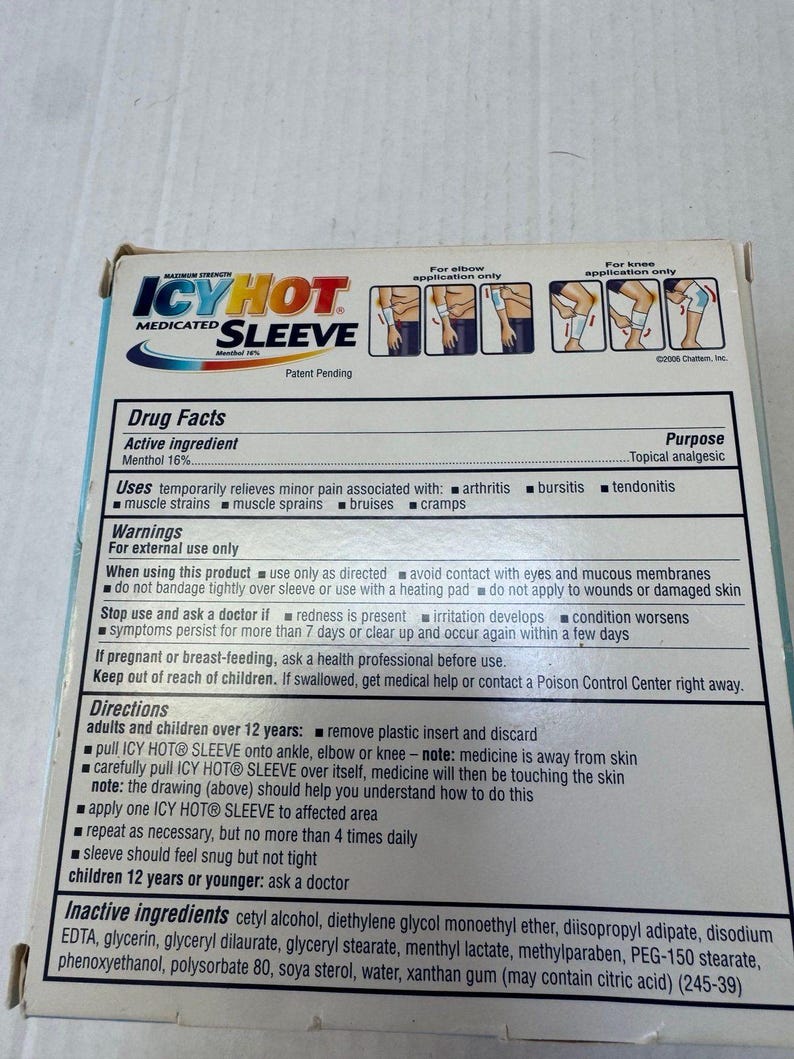 Vintage Icy Hot 2006 Maximum Strength Medicated Knee, Ankle, Elbow Sleeve Large 3 Count image 3