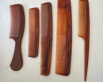 VTG Vintage 80s Goody Family 6 Pack Tortoise Unbreakable Combs Brushes 1982