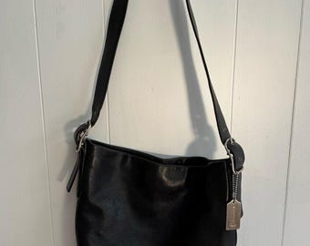 Vintage Coach Shoulder Bag Womens Black Leather Legacy Soho Vintage 9186 Bag 90s