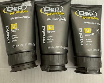 Vintage VTG NEW Dep M Groom Brilliantine Flexible Hold Mold for Men 4 Oz Pack Lot of 3