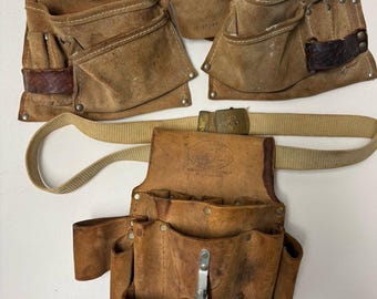 Vintage (2) Sears Craftsman MASTER MECHANIC SUEDE-Leather Cowhide Tool Belt