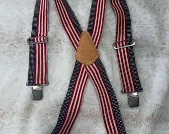 Promark Top Grain Cowhide Suspenders Red, White, Blue American Flag 4th of July
