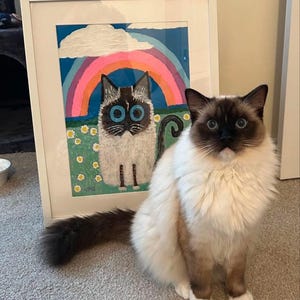 Custom Cat Portrait , Cute Kawaii Painting of Your Pet Cat, Great Mothers Day Gift, Pet Portraits, Gift For Cat Mom , Cat Dad or Cat Lady