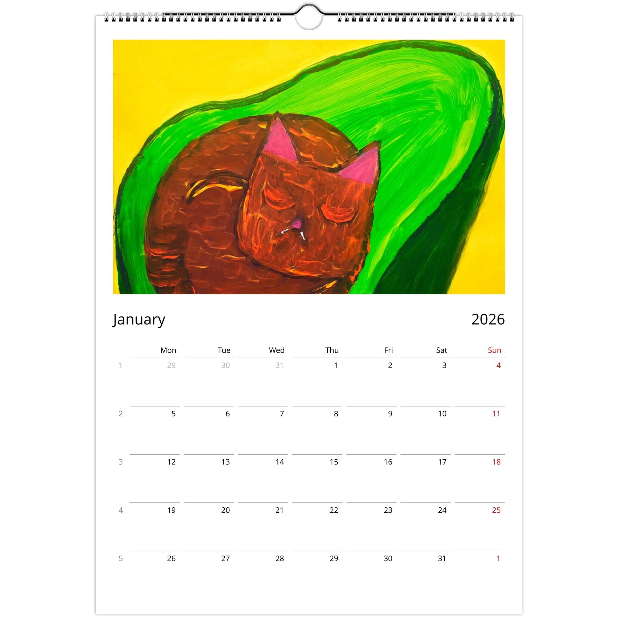 Calendario Da Parete 2026 Gatti - Formato A3, Mensile, Con Foto Di Gatti Divertenti, Rilegatura A Spirale, Per Casa E Ufficio