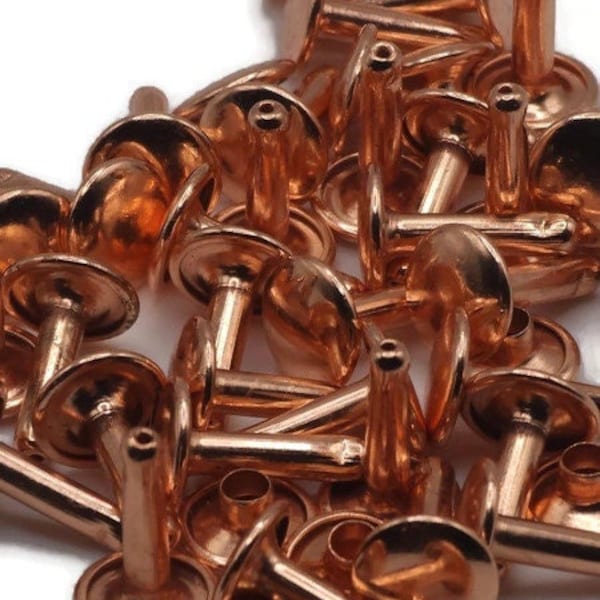 100 Rose Gold 9X12mm (3/8" X 1/2") Double Capped Rivets for purse, bags, wallets, crafts, leather crafts