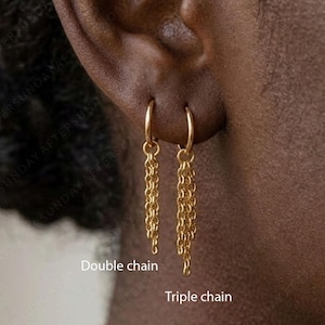 316L Surgical Steel Chain Charm •  Chain Pendant • Charm Piercing • Double Chain Pendant • Triple Chain Pendant •  Earring Drop Charm