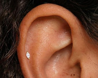 20G Titanium Cz Marquise stud • Butterfly Back Earring • Tiny Cz Stud Earring • Dainty Stud Earring • Helix Stud • Cz Stud •  Cartilage Stud