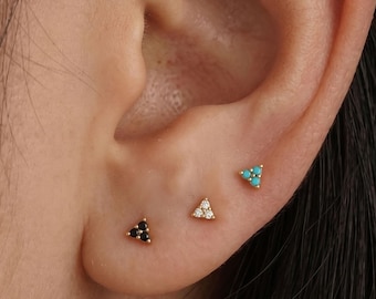20G 316L Surgical Steel • Triangle stud • Tiny Cz Stud Earring • Tiny Cz Stud Earring • Dainty Stud Earring • Helix Stud • Cz Stud