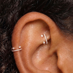 Anneau à double charnière en acier chirurgical 18G/16G 316L • Anneau en poire • Anneau de nez segmenté articulé • Anneau de déclic de septum • Anneau de cartilage • Anneau hélicoïdal