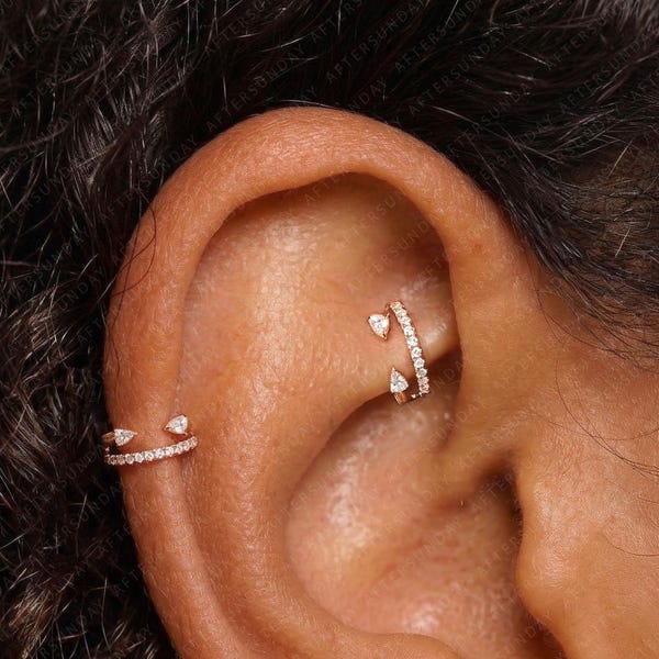 18G/16G 316L Surgical Steel Double Hinge Hoop • Pear Hoop • Hinged Segment Nose Ring • Septum Clicker Ring •Cartilage Hoop • Helix Hoop