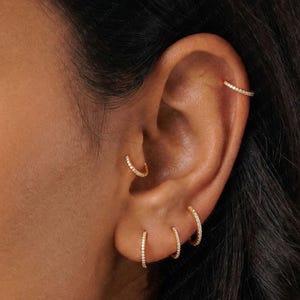 Aro con bisagra de titanio con circonita cúbica de 20 g/18 g/16 g • Anillo nasal con segmento articulado • Aretes de aro para trago • Aro para cartílago • Anillo para nariz • Aro para hélice