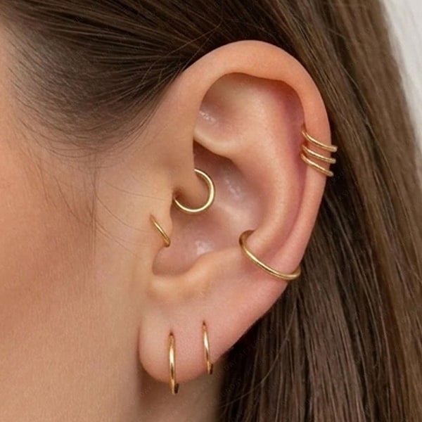 Aro con bisagra de titanio de 20G/18G/16G • Anillo nasal con segmento articulado • Anillo de clic para tabique nasal • Aro para cartílago • Anillo nasal • Aro para pendiente de hélice