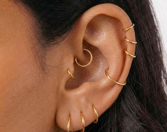 20G/18G/16G Titanium Hinge Hoop • Hinged Segment Nose Ring • Septum Clicker Ring • Cartilage Hoop • Nose Ring • Helix Earring Hoop