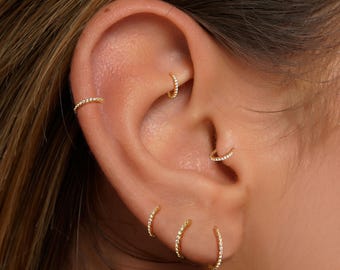 20G/18G/16G Cz Titanium Hinge Hoop • Hinged Segment Nose Ring • tragus hoop earrings • Cartilage Hoop • Nose Ring • Helix Earring Hoop