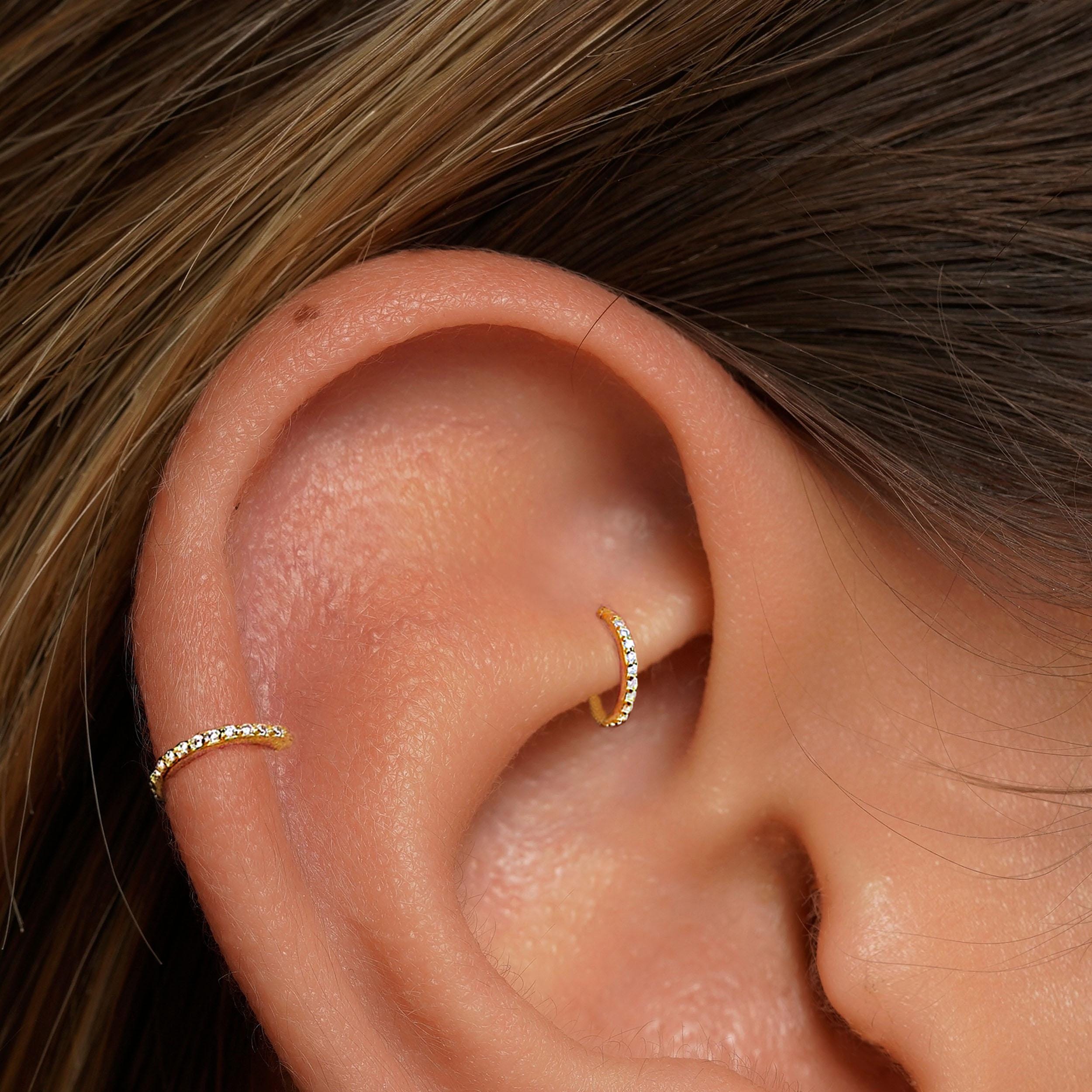 20G/18G/16G Cz Titanium Hinge Hoop • Hinged Segment Nose Ring • tragus hoop earrings • Cartilage Hoop • Nose Ring • Helix Earring Hoop