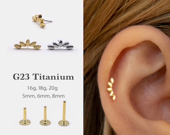 20G/18G/16G Climber Push Pin Labret  •  Threadless Flat Back Earring • Tragus Stud • Flat Back Stud • Helix Stud •Cartilage Stud