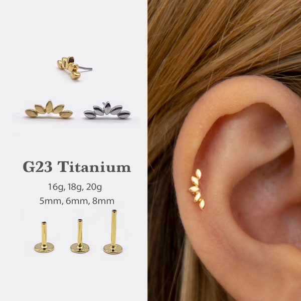 20G/18G/16G Climber Push Pin Labret  •  Threadless Flat Back Earring • Tragus Stud • Flat Back Stud • Helix Stud •Cartilage Stud