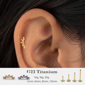 20G/18G/16G Climber Push Pin Labret  •  Threadless Flat Back Earring • Tragus Stud • Flat Back Stud • Helix Stud •Cartilage Stud