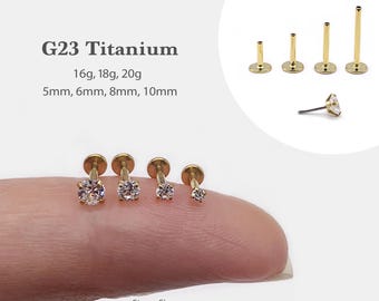 20G/18G/16G 1.5mm~4mm Push Pin Labret •  Threadless Flat Back Earring • Tragus Stud • Helix Stud • Cz Stud •  Cartilage Stud • Nose Stud
