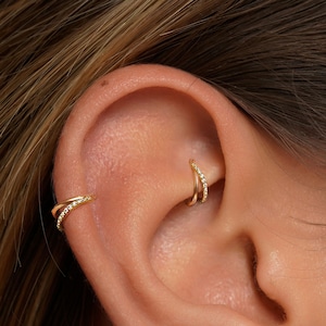 18G/16G  Titanium Double Clicker Hoop •  Hinged Segment Nose Ring •  Septum Clicker Ring • Cartilage Hoop • Helix Earring Hoop