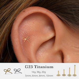 20G/18G/16G Ribbon Push Pin Labret • Cute Ribbon Stud Earrings • Knot  Earrings • Cute Earrings • Minimalist Earrings • Ribbon Earrings