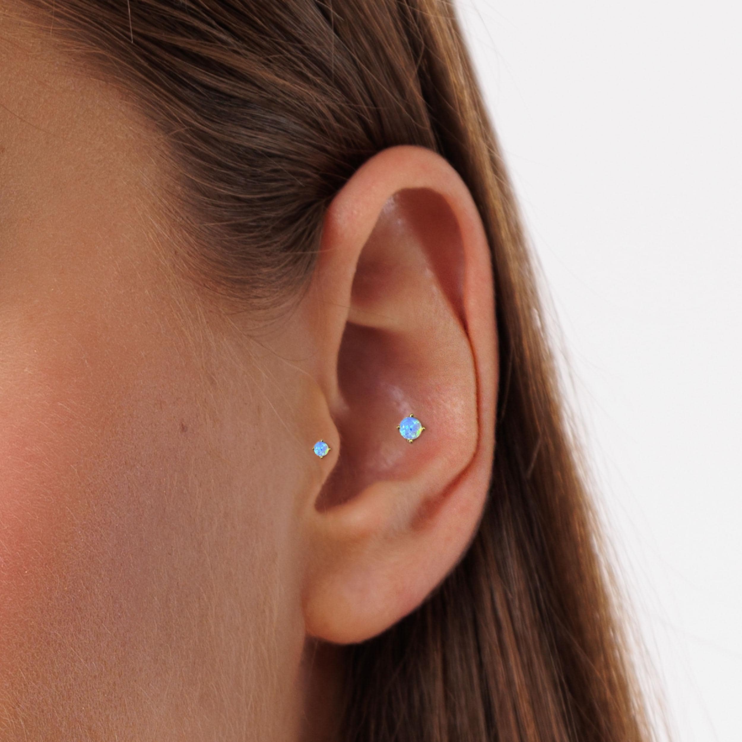 16 Gauge Nose Stud Surgical Steel Lip Ring Opal, Lip Jewelry